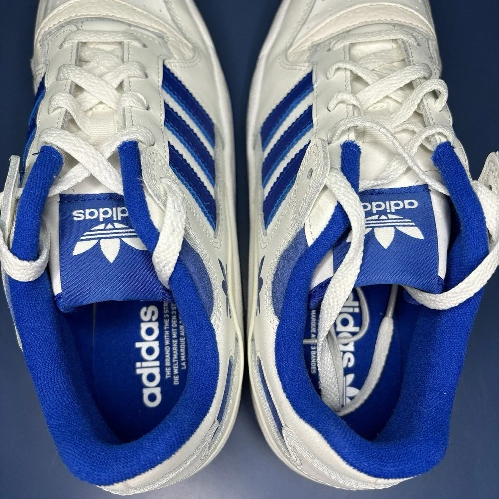 Adidas Shoes Mens 7.5 Forum Low CL White Royal Blue IH7829 Leather Sneaker Retro